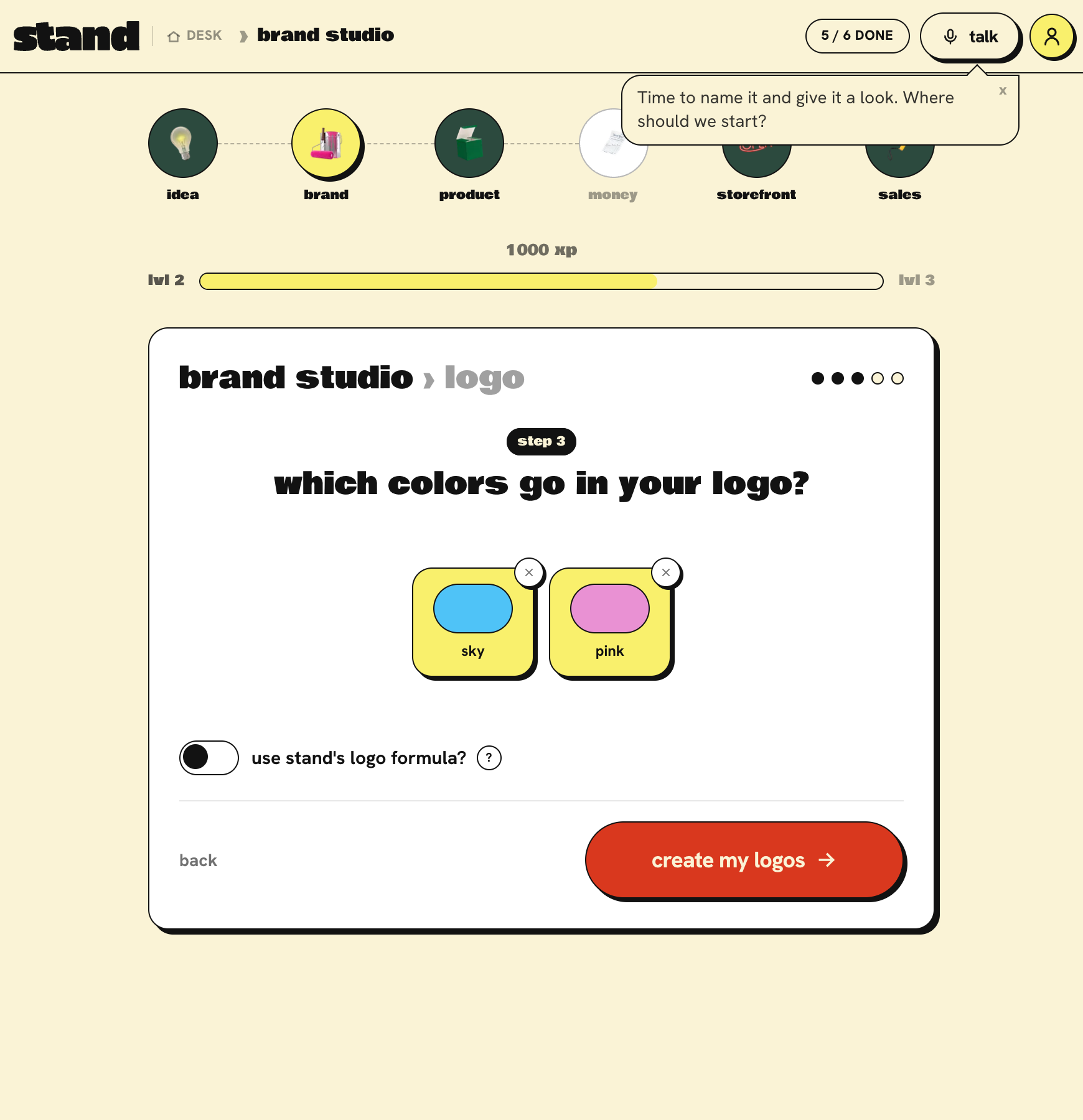 Step 3: choose colors